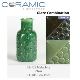 Malachite EL122 over Tidal Pool EL106 Glaze Combination